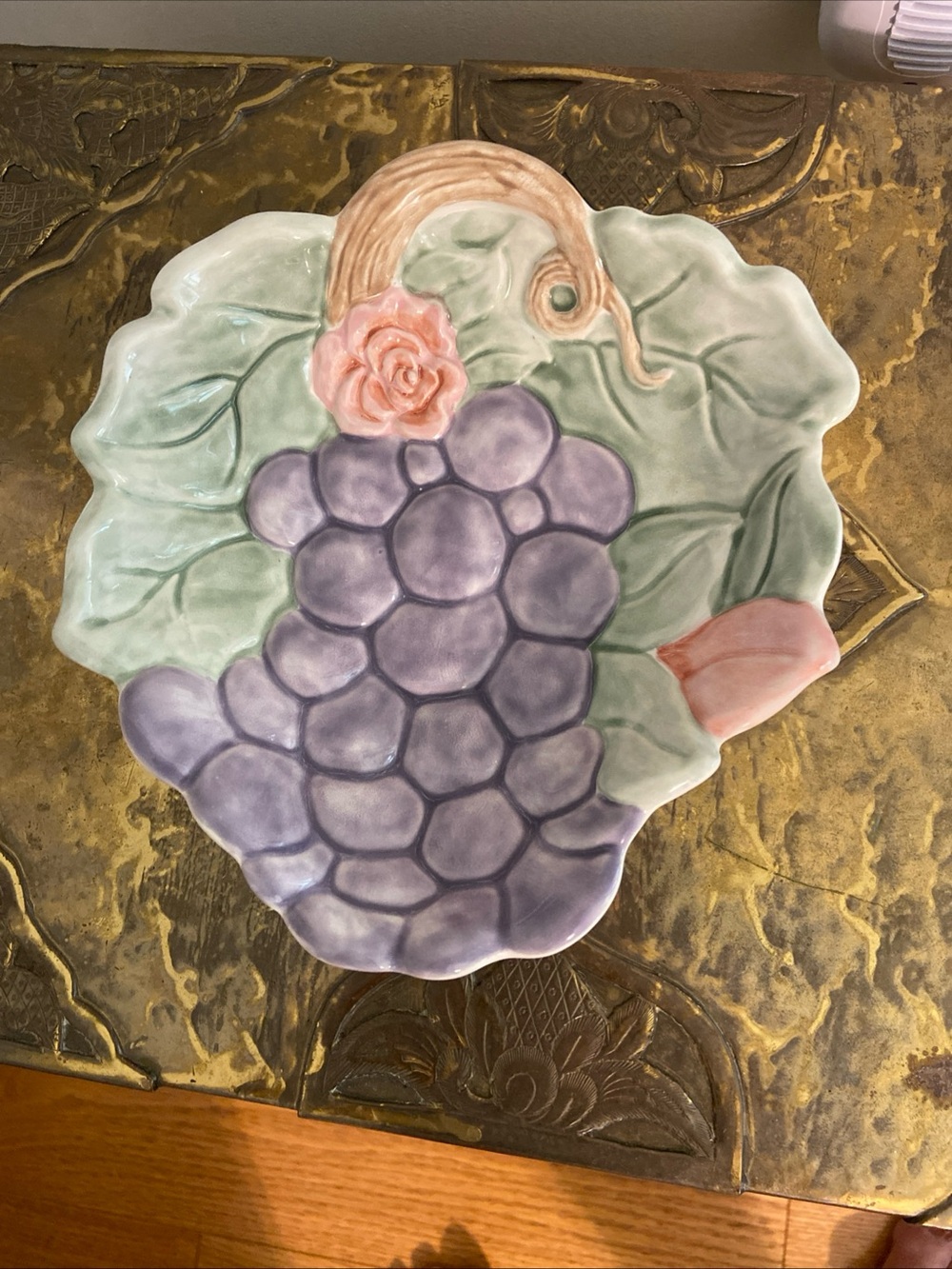 Pfaltzgraff Grapevine Leaf Ceramic Serving Platter 8” NWOT Vintage